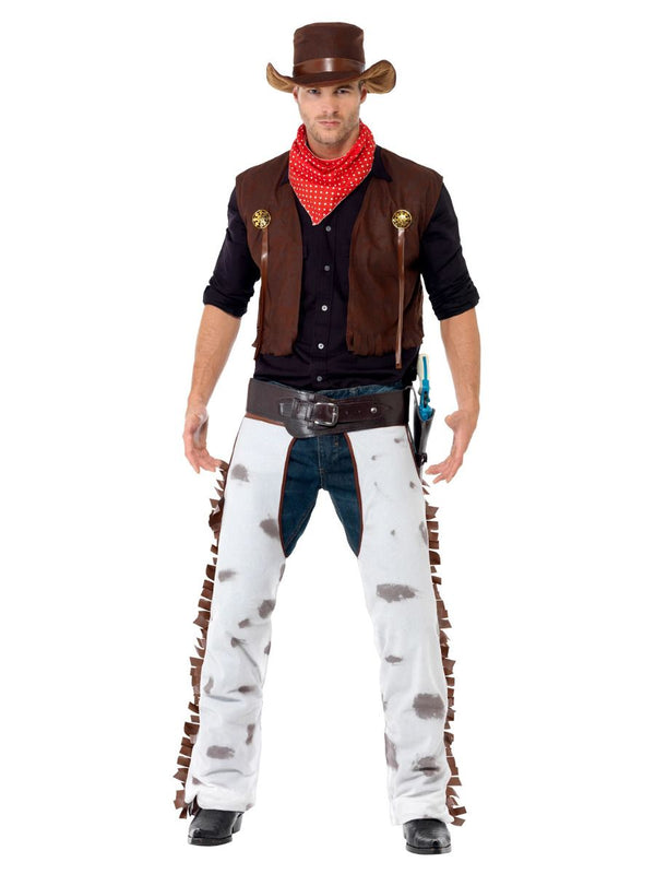 Cowboy Costume, Brown, with Waistcoat, Chaps, Scarf & Hat