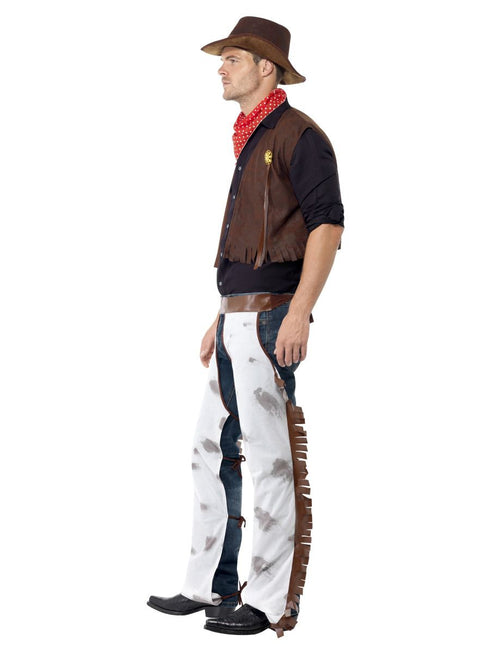 Cowboy Costume, Brown, with Waistcoat, Chaps, Scarf & Hat