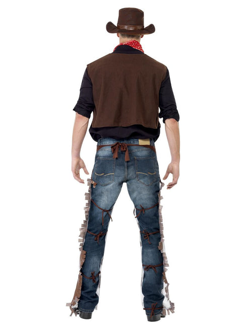 Cowboy Costume, Brown, with Waistcoat, Chaps, Scarf & Hat