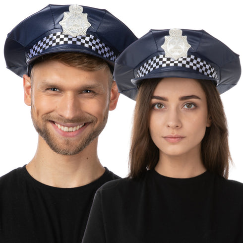 UK Checkered Police Hat, Navy