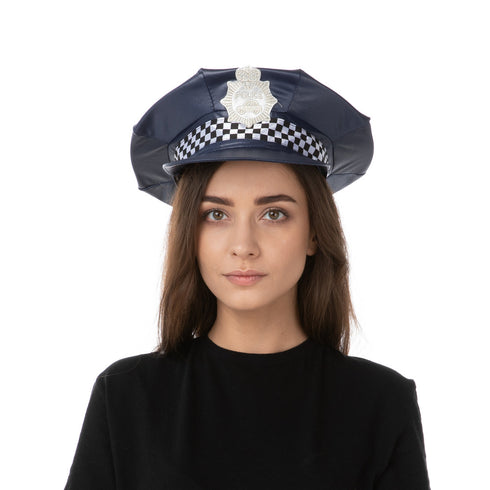 UK Checkered Police Hat, Navy