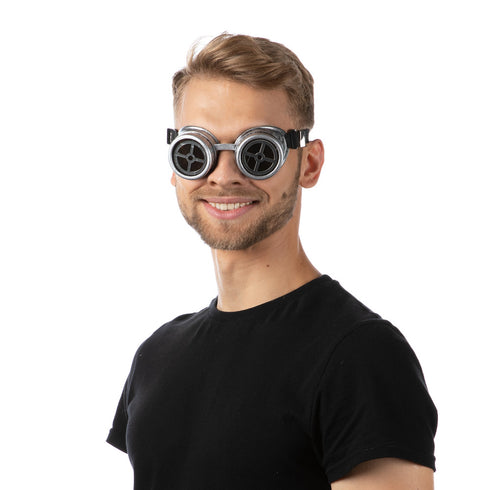 Steampunk Cross Goggles, Silver