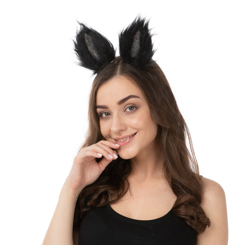 Black Wolf Ears Clip On Headband