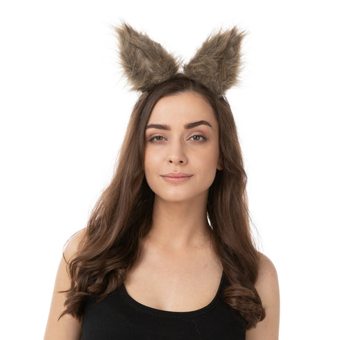 Brown Wolf Ears Clip On Headband