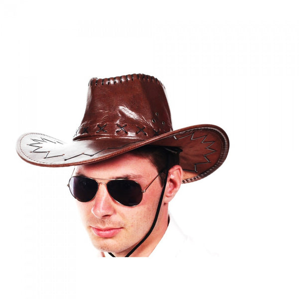 Cowboy Hat Burgundy Leather Look