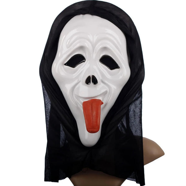 Halloween Ghost Grimace Scream Mask w/ Red Tongue
