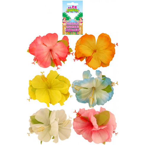 Hair Clip Hibiscus Flower 6 Astd Col