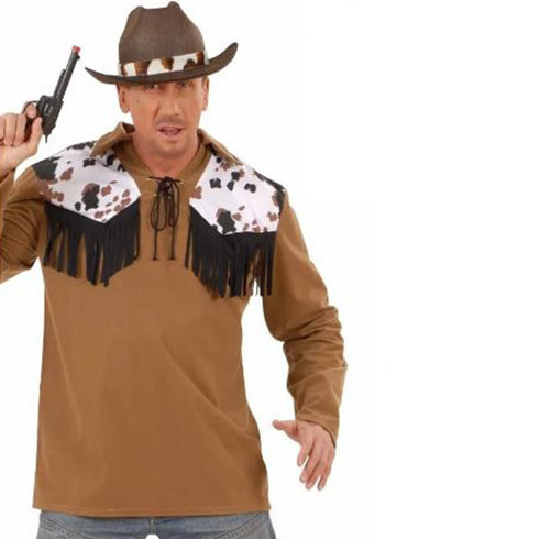 Cowboy Shirt with Attached Cow Print Waistcoat