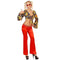 70s Bell-Bottoms Pants Flared Trousers (Red)