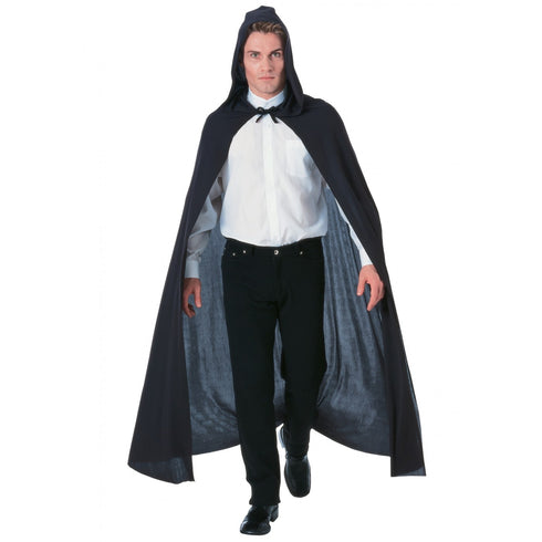 Long Black Hooded Cape
