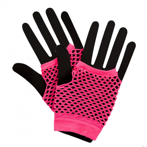 Fishnet Gloves Neon Pink