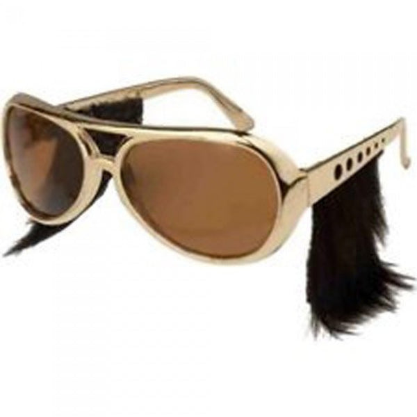 Gold Frame Classic Elvis Sunglasses with Sideburns