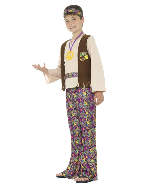 Hippie Boy Costume, with Top, Attached Waistcoat