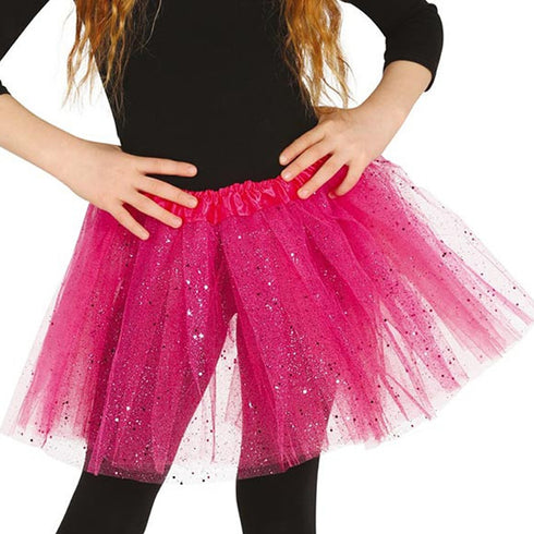 Childs Hot Pink Glitter Tutu - Age 4-10- Waist 20"- 28"