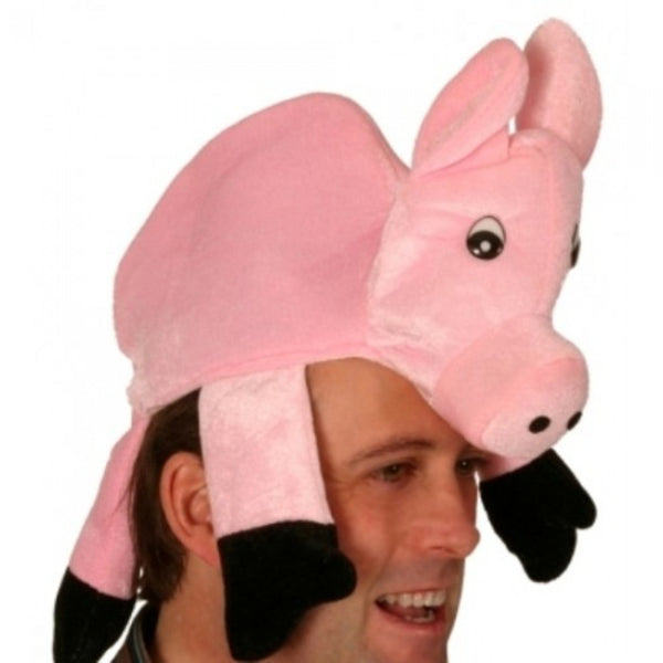 Pig Hat Pink with Funny Eyes
