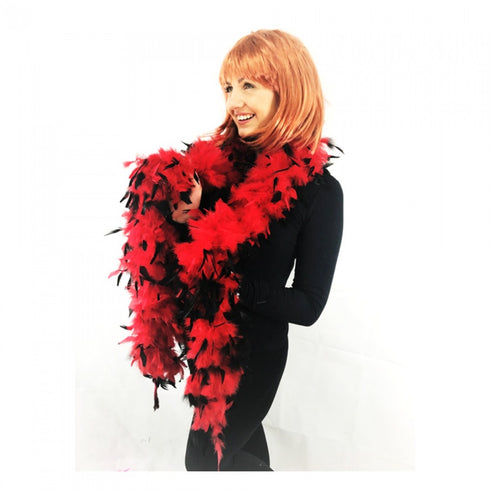 Luxury Feather Boa Black and Red 85g