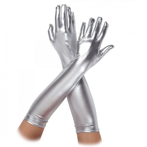 Gloves Long Silver