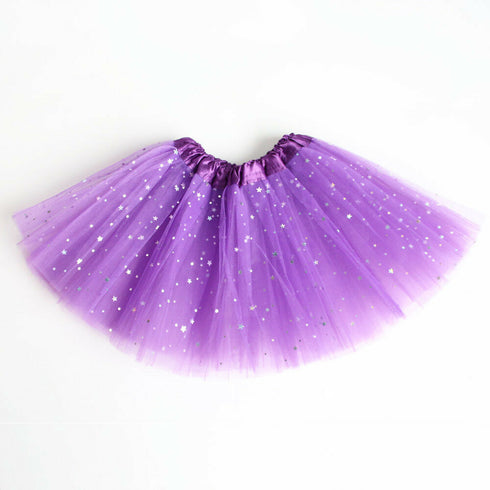 Star Sparkle Three Layer Tulle Tutu Skirts (Purple)