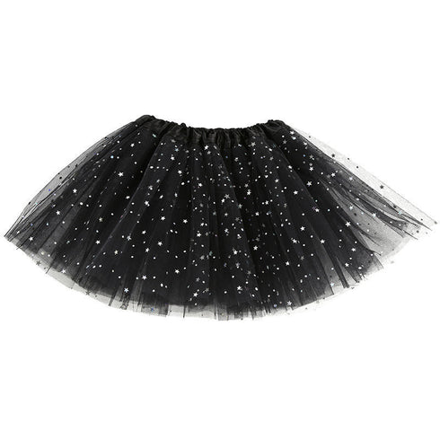 Star Sparkle Three Layer Tulle Tutu Skirts (Black)