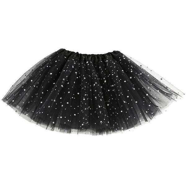 Star Sparkle Three Layer Tulle Tutu Skirts (Black)