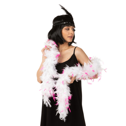 Feather Boa, White with Pink Tips