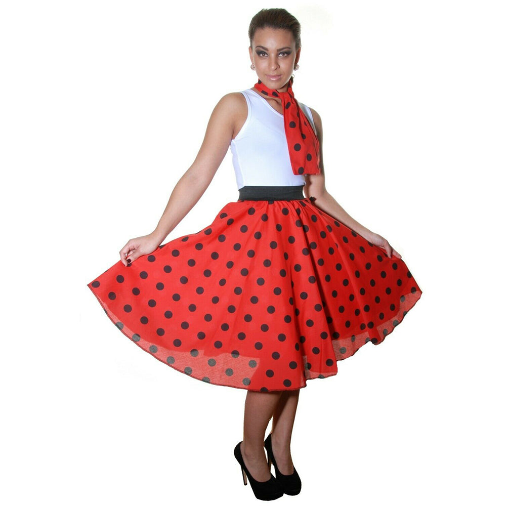 FEBALHS 50s Costumes for Women, Halloween 1950s Outfit Accessories with  Polka Dot Skirt Eyeglasses Bandanas Earrings Necklace